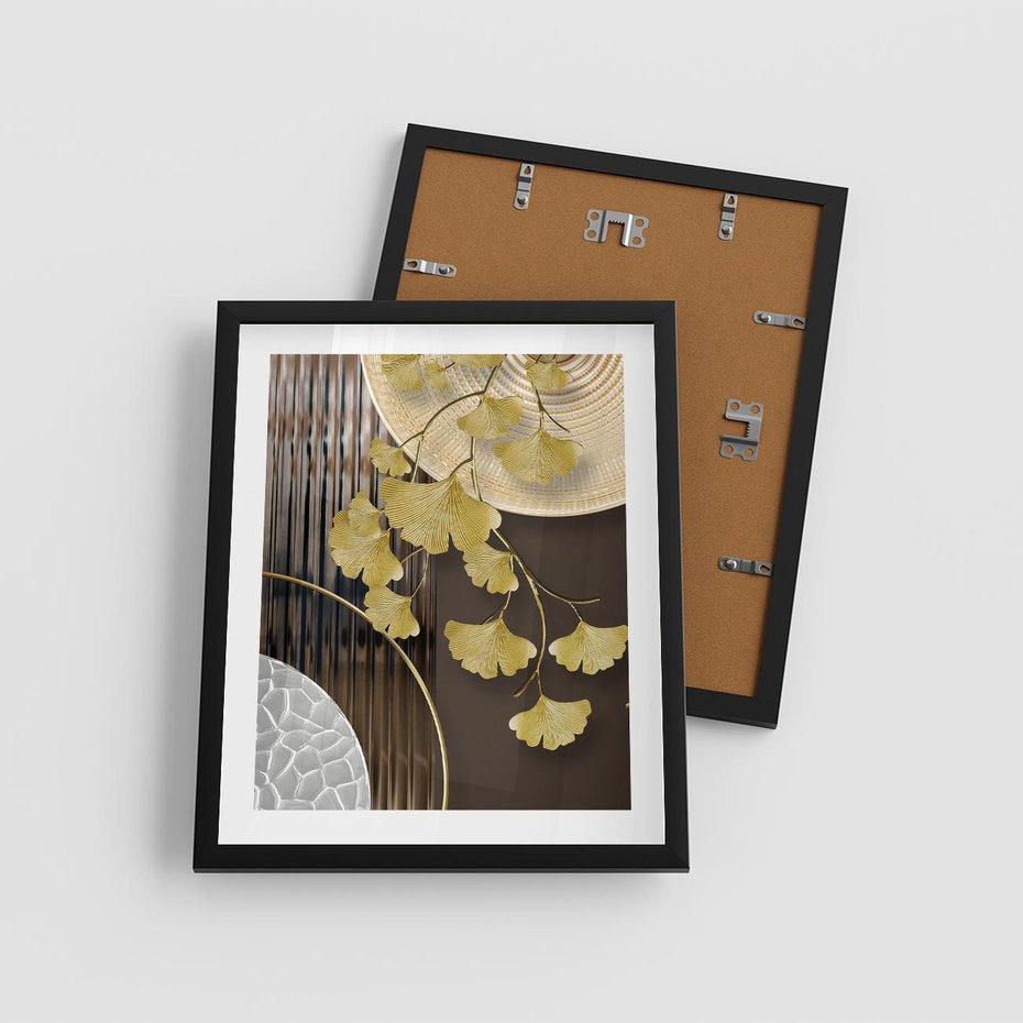 Plakat w ramie 40x50 - Magia Jesieni - złote, liście - rama czarna