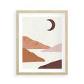 Plakat w ramie 40x50 - Księżycowa Refleksja - nowoczesna sztuka, góry - rama drewno