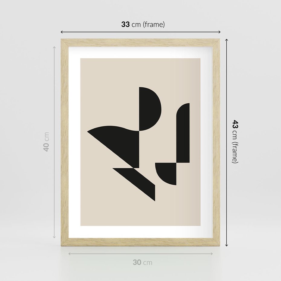 Plakat w ramie 30x40 - Rozkwitająca Abstrakcja - abstrakcyjne geometryczne kształty, minimalizm - rama drewno