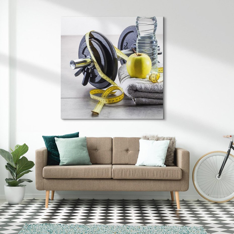 Obraz na płótnie 50x50 - Energiczna Fitnessowa Pasja - siłownia, fitness