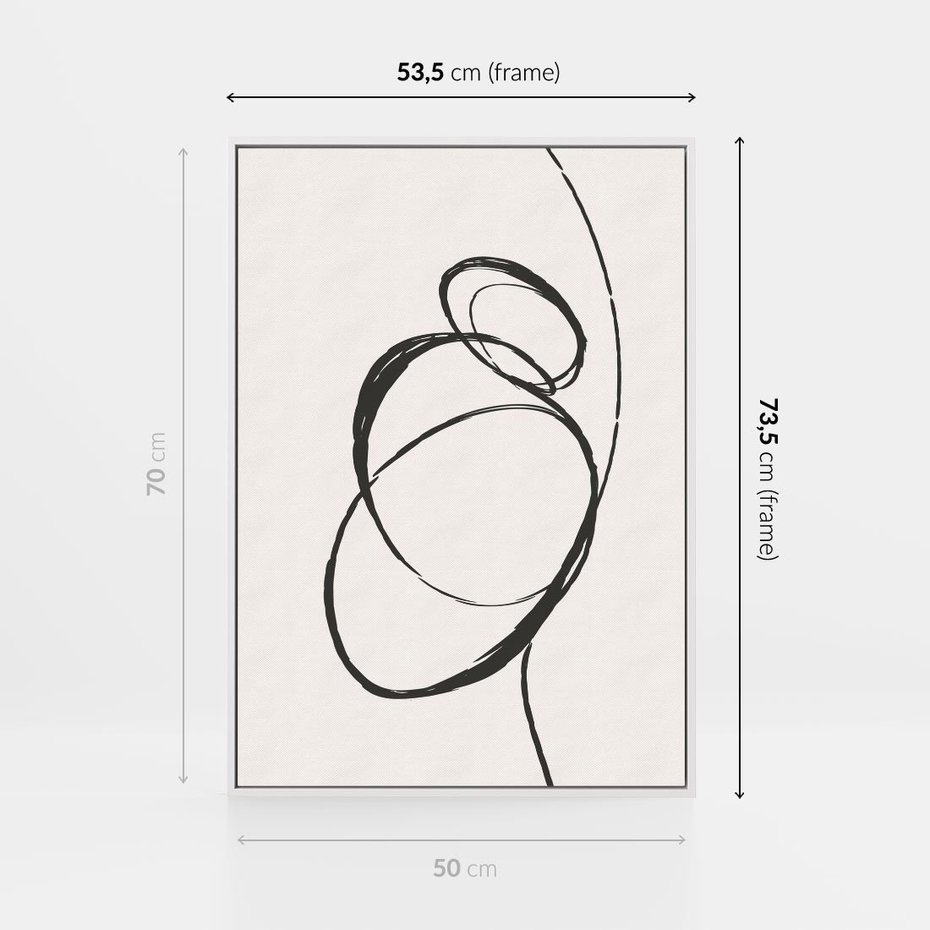 Obraz w ramie 50x70 - Modernistyczne Refleksje - abstrakcyjne szkicowane linie, minimalizm - rama biała