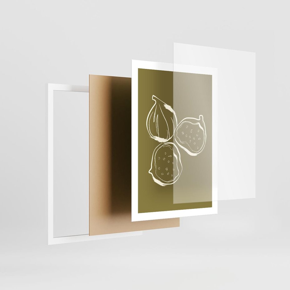 Plakat w ramie 50x70 - Podróżne Barwy - figi, minimalistyczny styl - rama biała