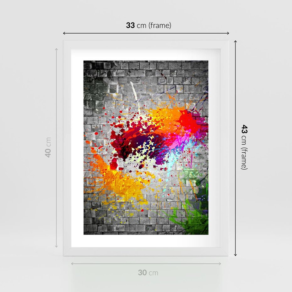 Plakat w ramie 30x40 - Ekspresja Graffiti - farba, graffiti - rama biała