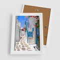 Plakat w ramie 50x70 - Santorini: urok Grecji - Santorini, Grecja - rama biała