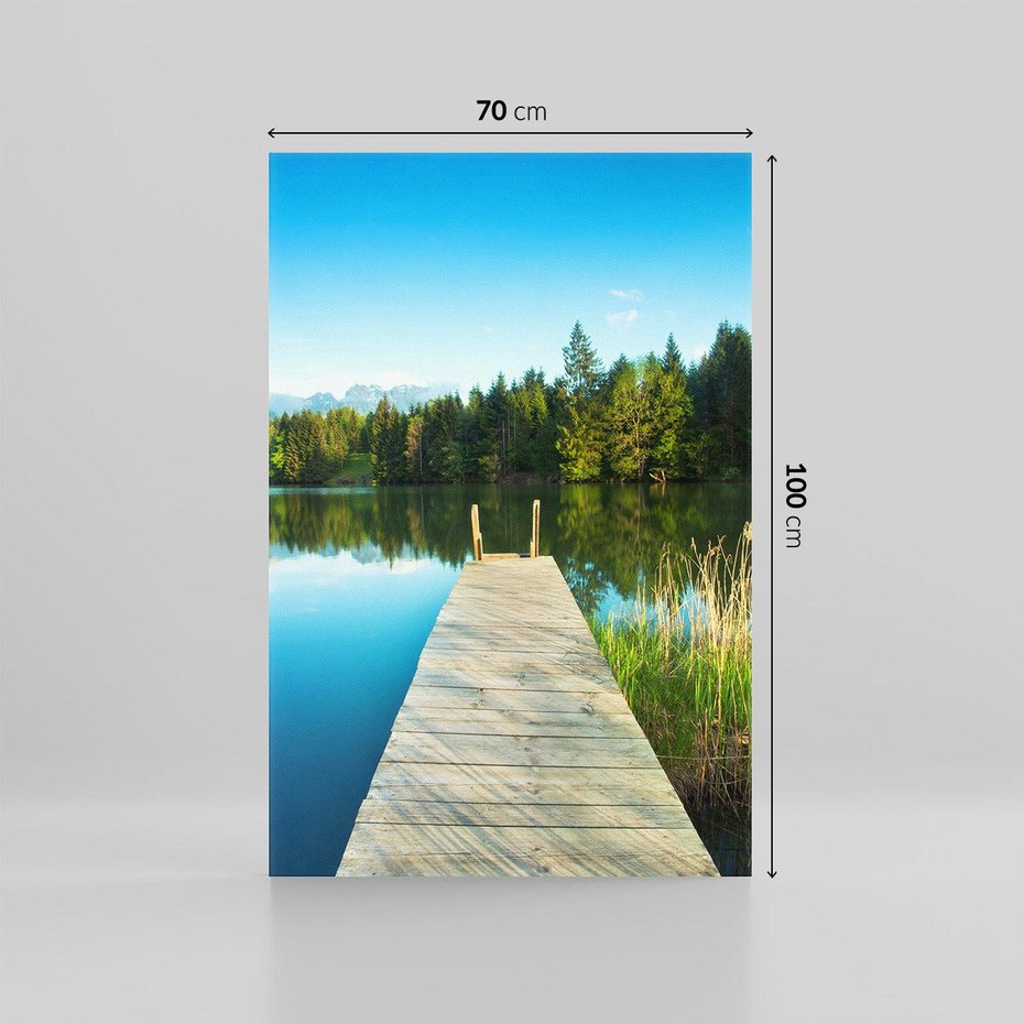 Obraz na płótnie 70x100 - Jezioro w lesie: Ucieczka do natury - jezioro, las