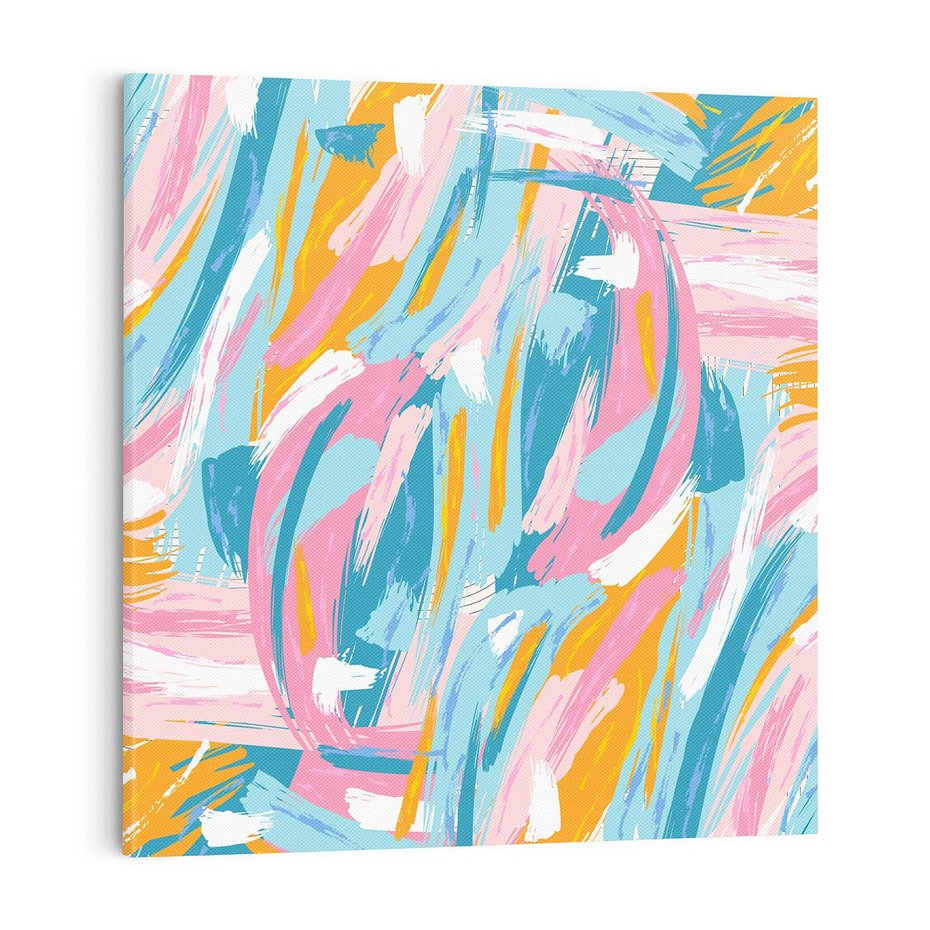 Obraz na płótnie 70x70 - Refleksje w krainie abstrakcji - abstrakcja, energiczne pociągnięcia pędzla