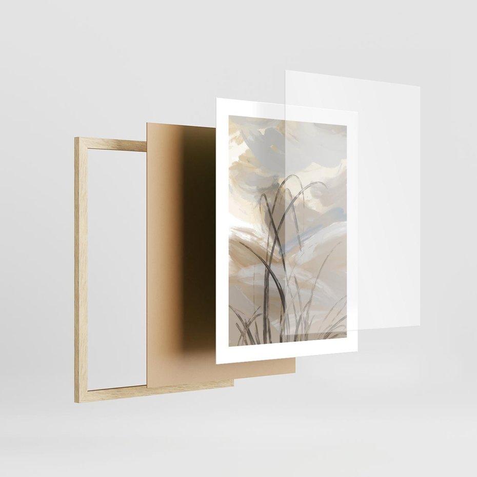 Plakat w ramie 30x40 - Nowoczesne Odbicia - akwarela, obraz - rama drewno
