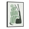 Obraz w ramie 70x100 - Zielona Równowaga - abstrakcyjny zielony ślimak, skandynawski design - rama czarna