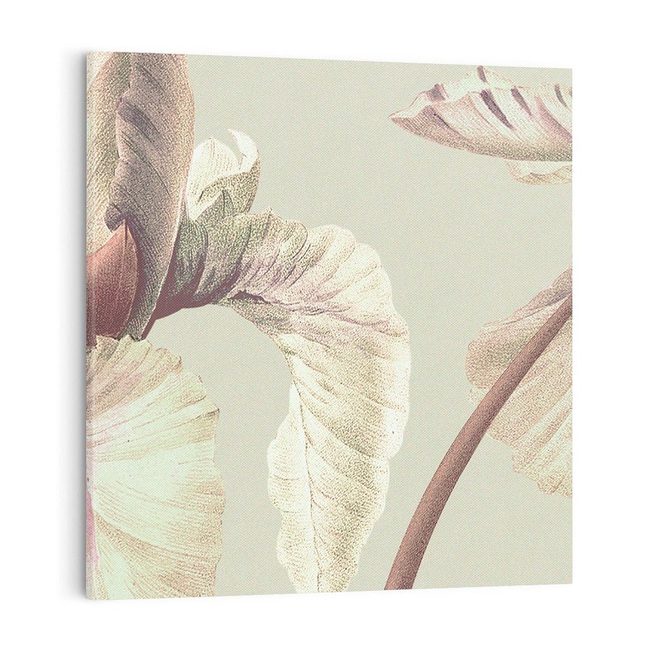 Obraz na płótnie 70x70 - Przenikanie światów barw - kwiaty vintage, tropikalne rośliny