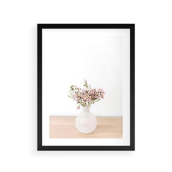 Plakat w ramie 40x50 - Kwiaty w Minimalistycznym Wazonie - kwiaty, wazon - rama czarna