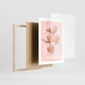 Plakat w ramie 30x40 - Przenikające Kształty - minimalistyczny plakat, pudrowe kwiaty - rama drewno