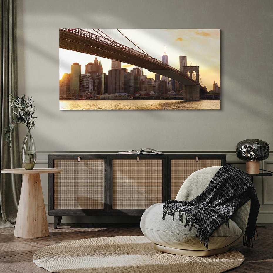 Obraz na płótnie 120x60 - ikoniczna panorama Nowego Jorku - most, Nowy Jork