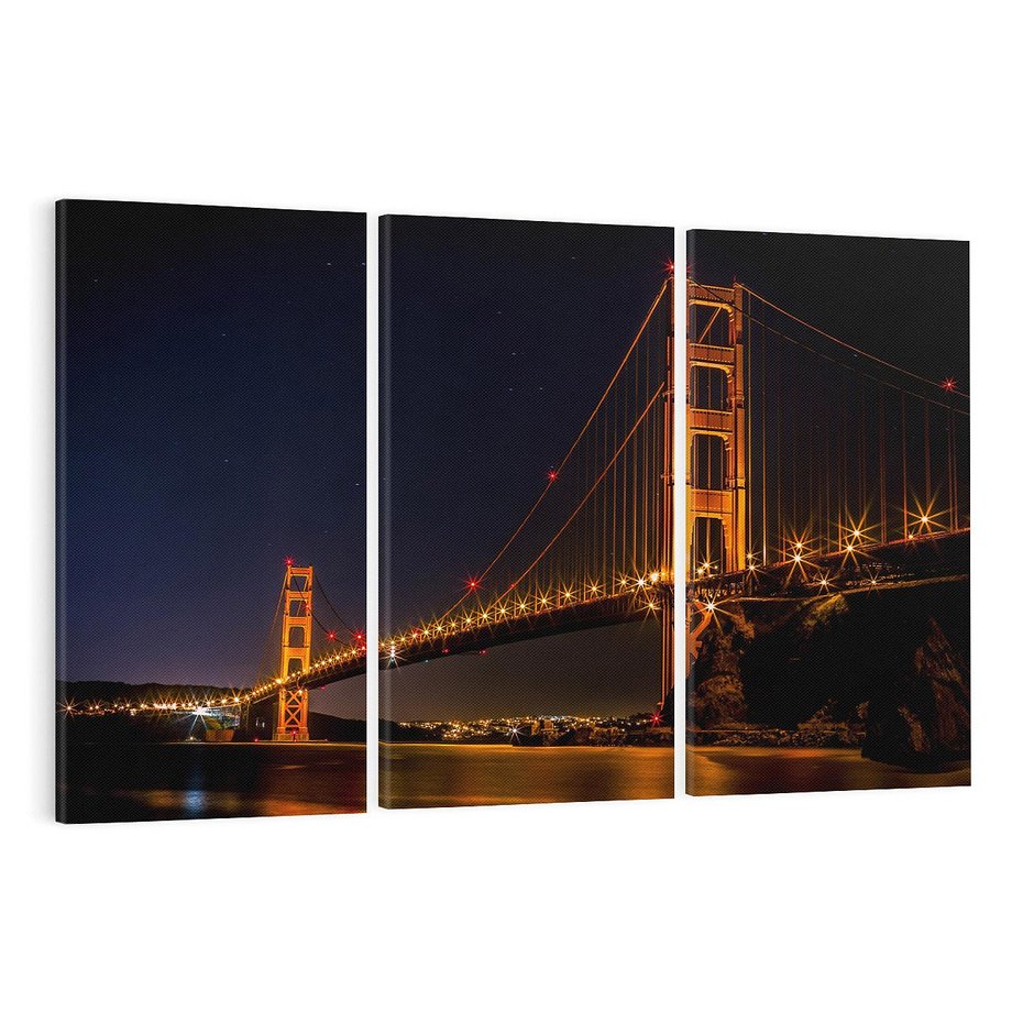 Obraz na płótnie 120x80 - Golden Gate nocą - USA - Golden Gate, noc