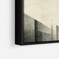 Obraz w ramie 100x70 - Mroczne Wieżowce - postarzana grafika, perspektywa budynków wieżowców - rama czarna
