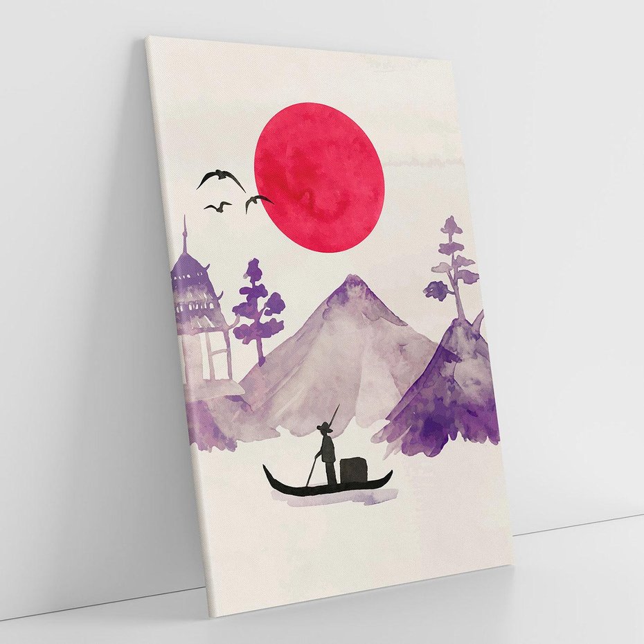 Obraz na płótnie 80x120 - Odbicie Słońca - japońska sztuka, akwarela