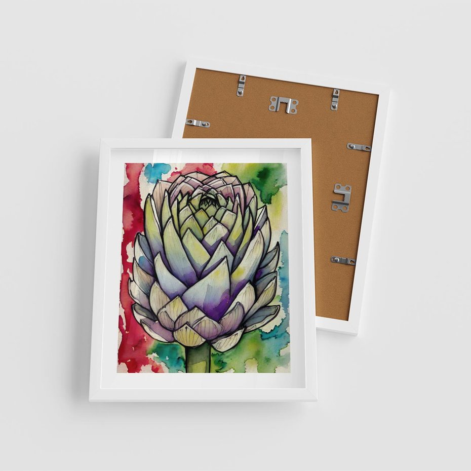 Plakat w ramie 40x50 - Zamknięte w Roślinie - abstrakcja, akwarela - rama biała