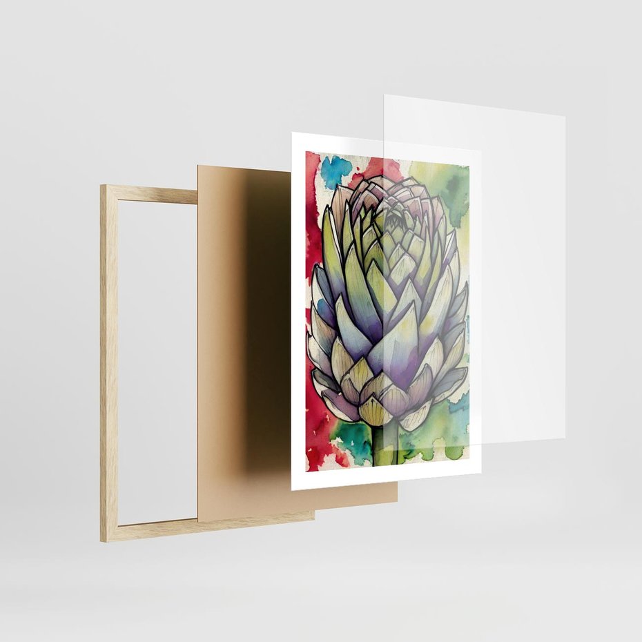 Plakat w ramie 50x70 - Zamknięte w Roślinie - abstrakcja, akwarela - rama drewno