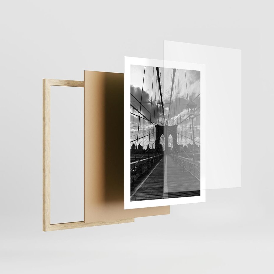 Plakat w ramie 50x70 - Most Nowoczesności - most, nowoczesny - rama drewno