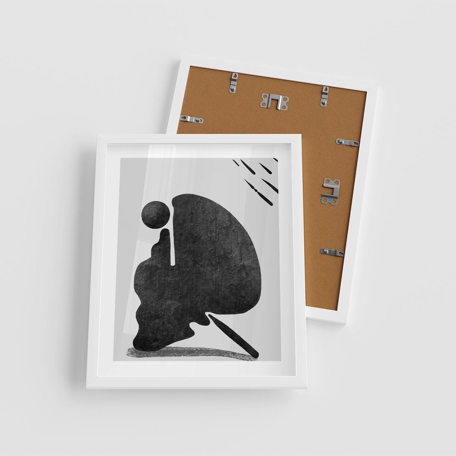 Plakat w ramie 40x50 - Abstrakcyjna Japońska Sztuka - abstrakcja, sztuka japońska - rama biała