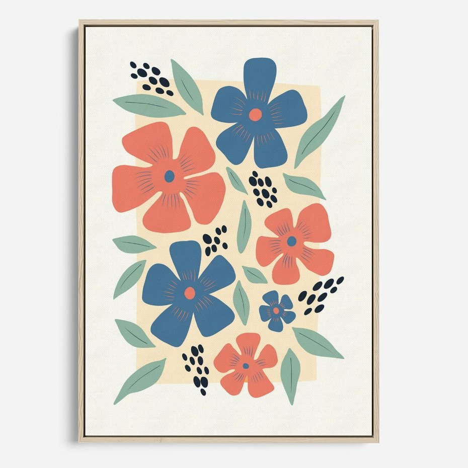 Obraz w ramie 50x70 - Kolorowe liście tęsknot - minimalistyczny plakat, grafika - rama drewno