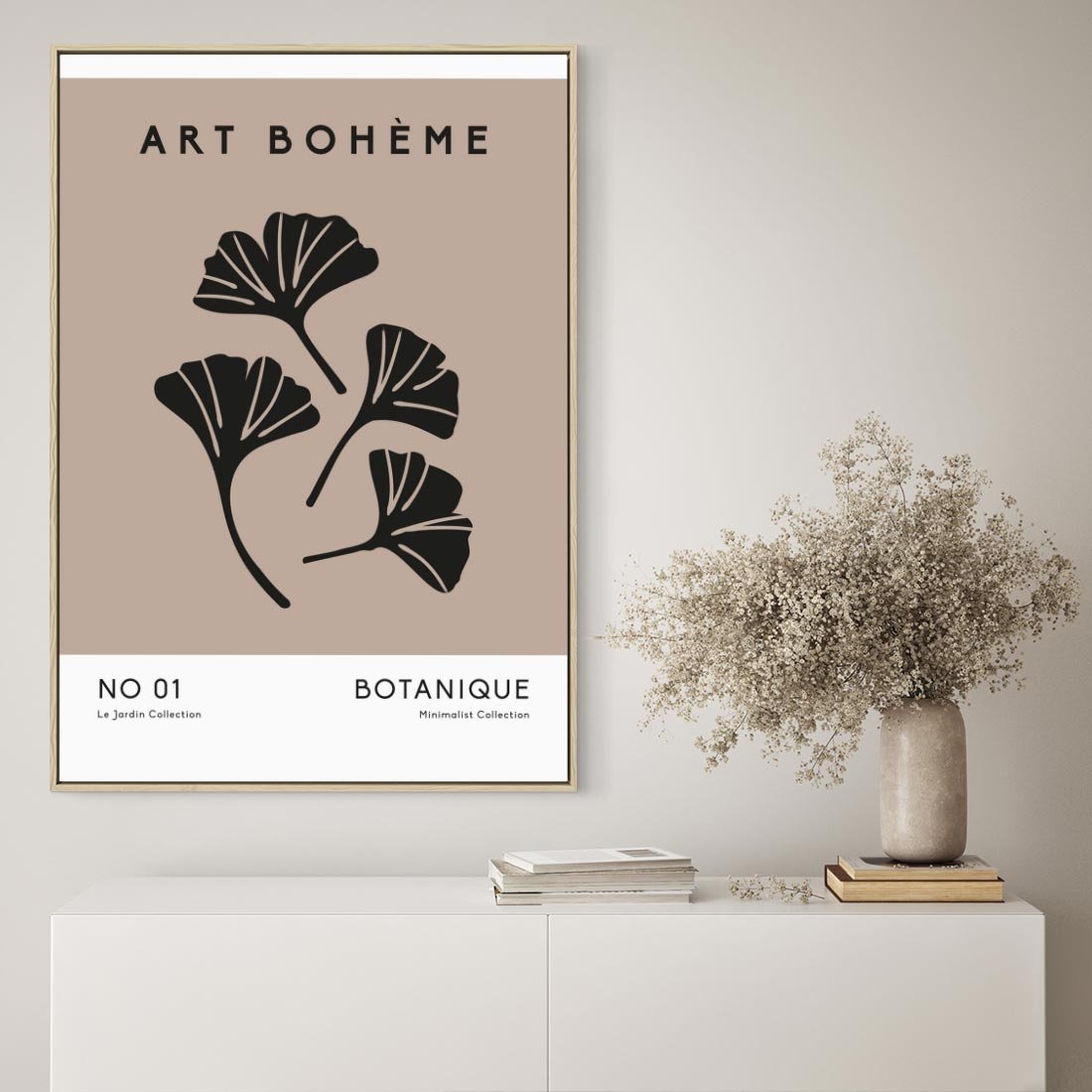 Obraz w ramie 70x100 - Botaniczne wymysły - sztuka boho, plakat - rama drewno