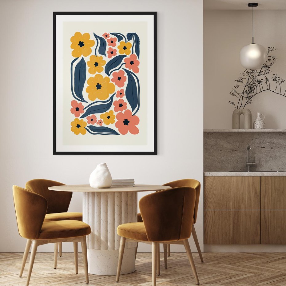 Plakat bez ramy 40x50 - Pastelowe Impresje - pastelowe kwiaty, abstrakcyjna kompozycja