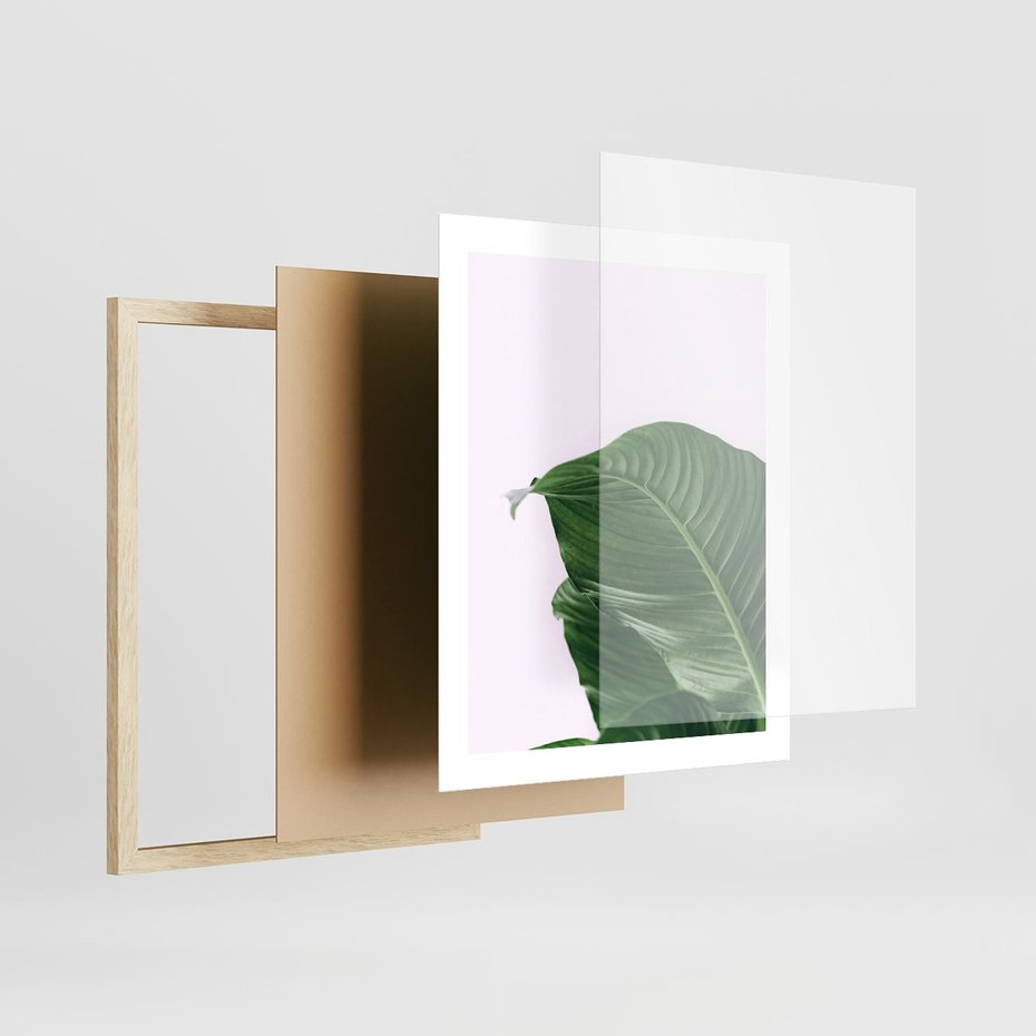 Plakat w ramie 40x50 - Zielone liście monstery - liście, monstera - rama drewno