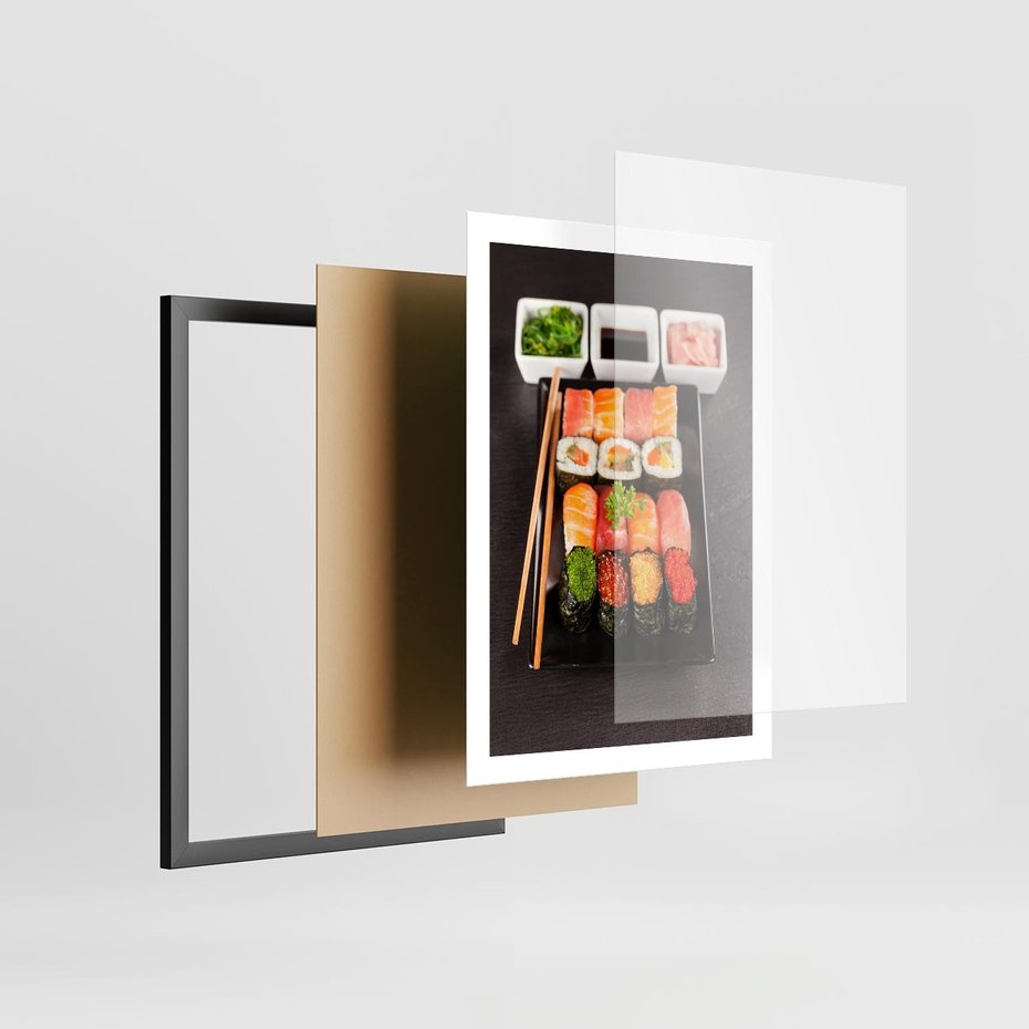 Plakat w ramie 50x70 - Kulinarne podróże do Japonii - sushi, japonia - rama czarna