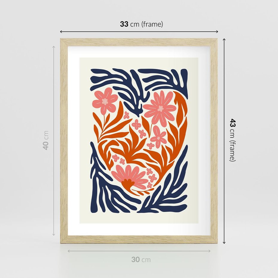 Plakat w ramie 30x40 - Kwiatami Splecione - kwiaty, nowoczesny plakat - rama drewno