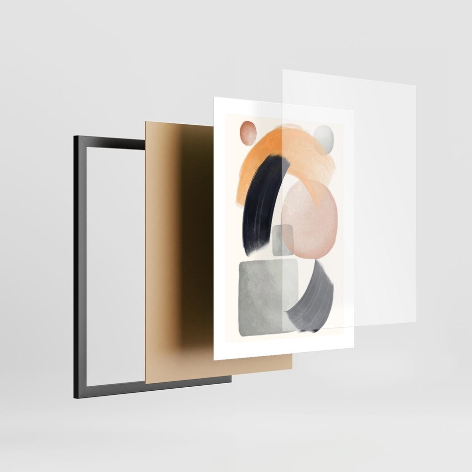 Plakat w ramie 30x40 - Graficzna Kreatywność - abstrakcyjna grafika, plamy - rama czarna