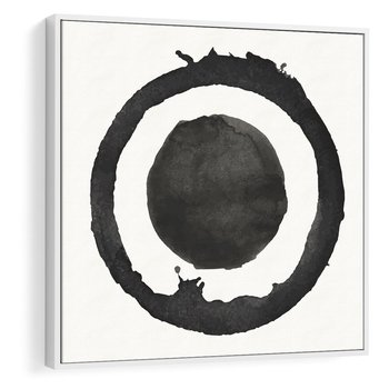 Obraz w ramie 50x50 - Harmonijne Emocje - abstrakcyjne plamy okręgi, akwarelowe - rama biała