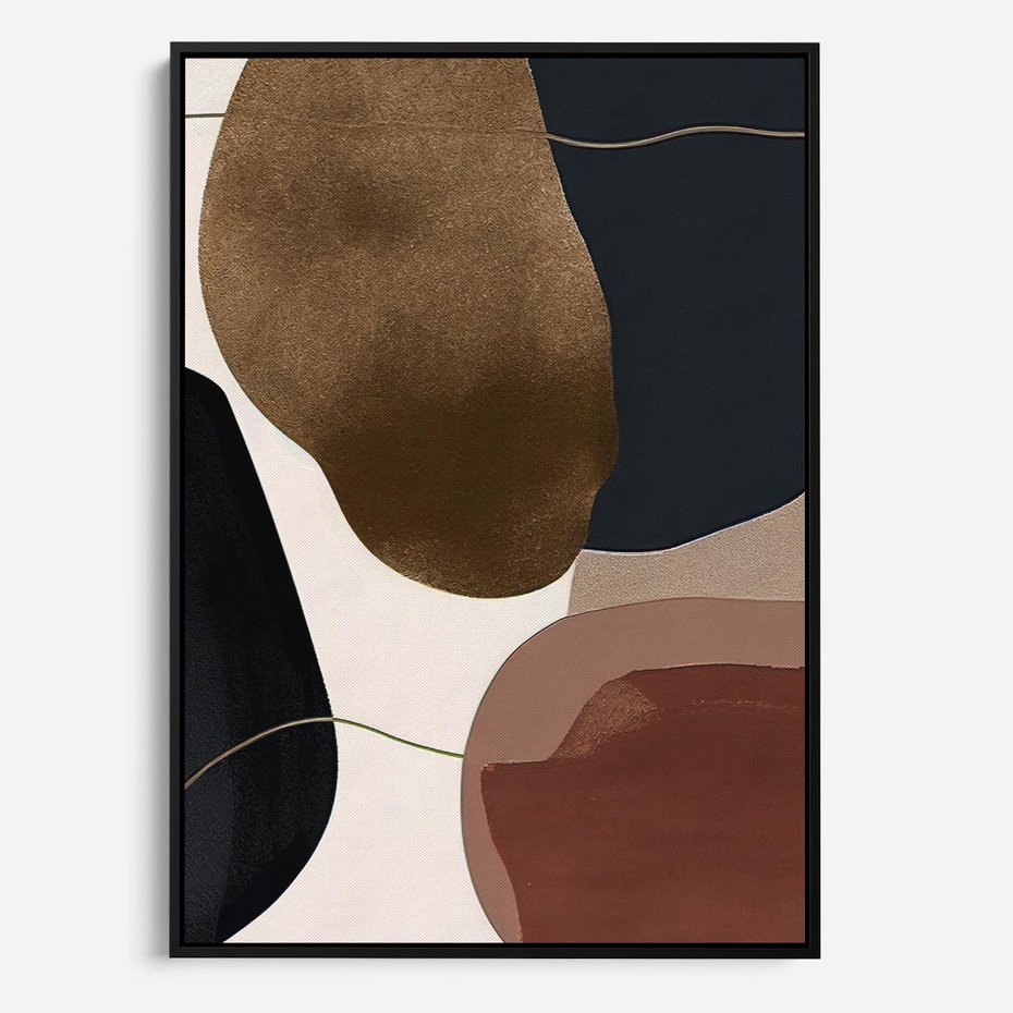 Obraz w ramie 50x70 - Wibracje uczuć i emocji - nieregularne plamy, czarny - rama czarna