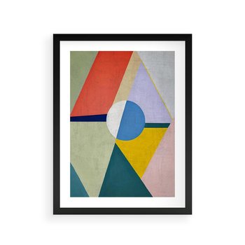 Plakat w ramie 40x50 - Taniec Subtelnych Odbić - abstrakcyjne geometryczne kształty, olejny obraz - rama czarna