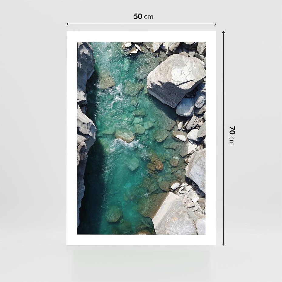 Plakat bez ramy 50x70 - Spotkanie natury i siły - rzeka, skały