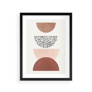 Plakat w ramie 30x40 - Geometryczna Harmonia w Brązach i Beżach - geometryczne kształty, brązy i beże - rama czarna