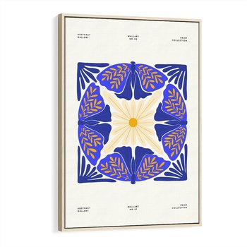 Obraz w ramie 80x120 - Księga Abstrakcji - abstrakcyjna boho kompozycja, granatowe ćmy - rama drewno