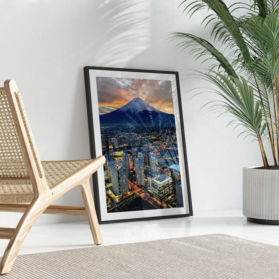 Plakat bez ramy 21x30 - Miasto na Górnym Horyzoncie - miasto, góry