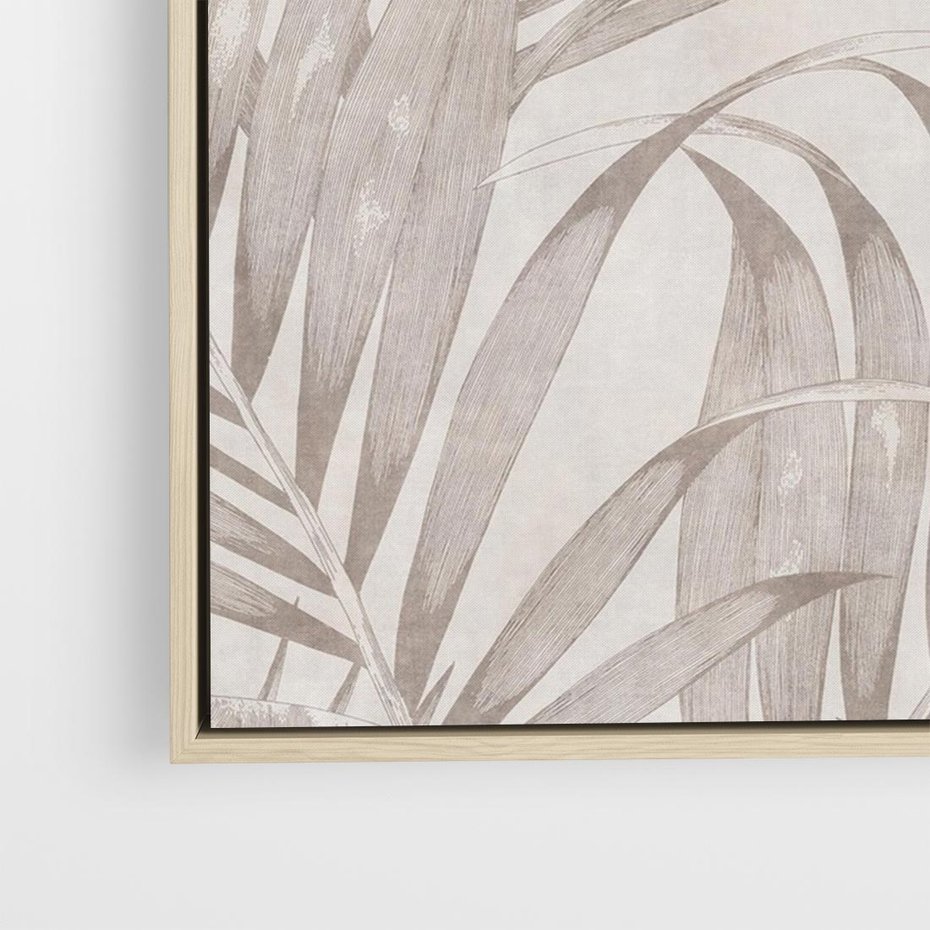 Obraz w ramie 70x50 - Odsłonięte liściowe wspomnienia - monochromatyczne, kolory sepii - rama drewno