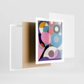 Plakat w ramie 40x50 - Kolorowe Ulotności - abstrakcyjny obraz olejny, żywe kolory - rama biała