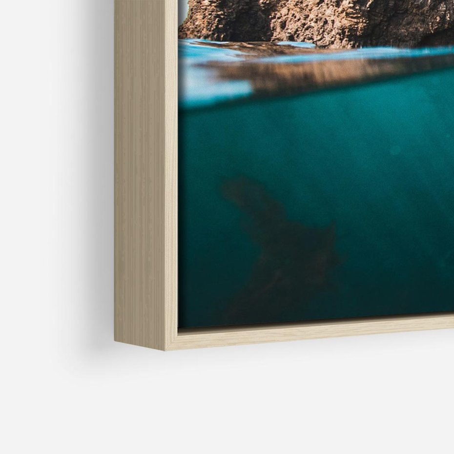 Obraz w ramie 120x80 - Tajemnicza Podwodna Kraina - fotografia, podwodna jaskinia - rama drewno