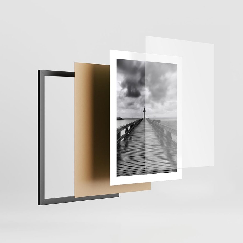 Plakat w ramie 30x40 - Romantyczny pomost z latarnią - pomost, latarnia - rama czarna