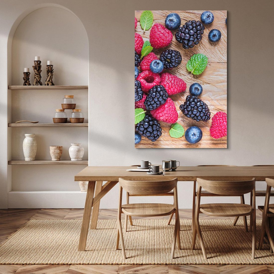 Obraz na płótnie 50x70 - Smak malin i borówek - owoce, leśne