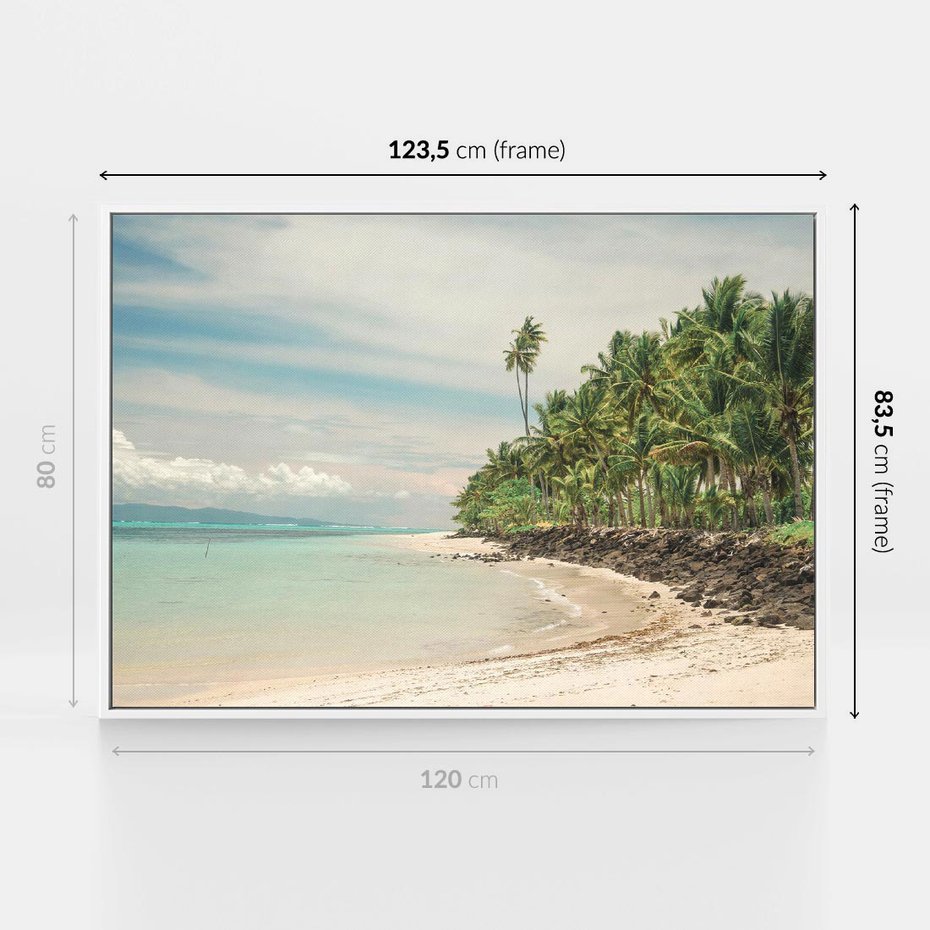 Obraz w ramie 120x80 - Uczta Egzotycznych Marzeń - fotografia, rajska plaża - rama biała