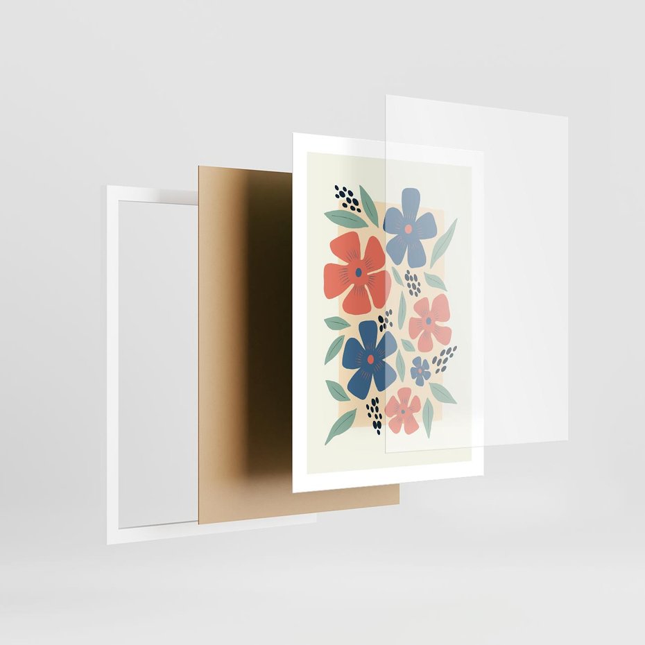 Plakat w ramie 50x70 - Kolorowe liście tęsknot - minimalistyczny plakat, grafika - rama biała