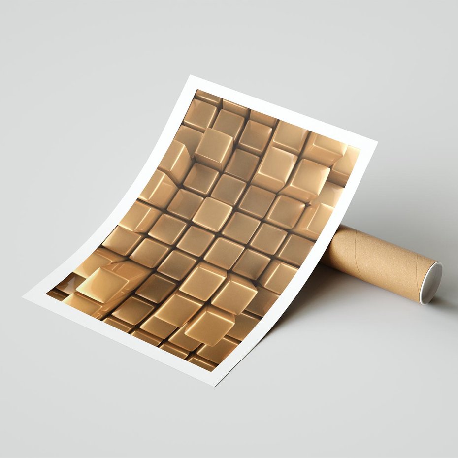 Plakat bez ramy 21x30 - Błyszcząca Elegancja - złoto, 3d