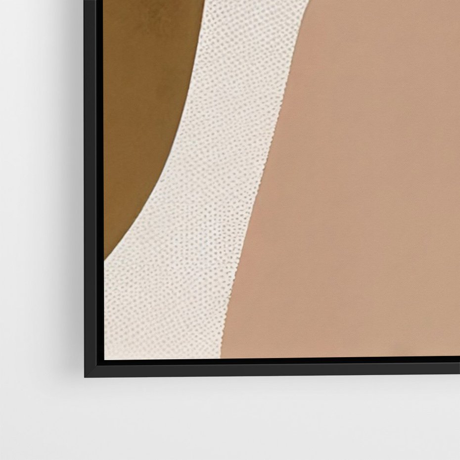 Obraz w ramie 50x70 - Harmonia chaosu i porządku - abstrakcyjne kształty, kolory beżu i brązu - rama czarna
