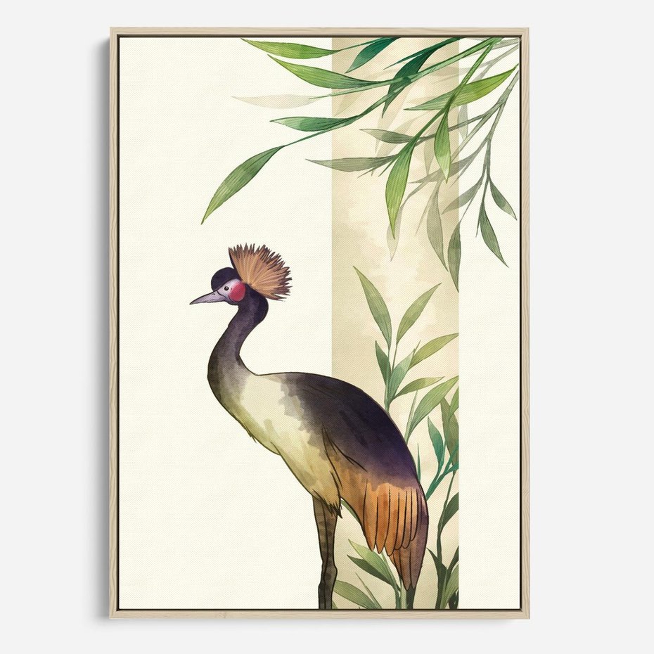 Obraz w ramie 80x120 - Kwiatowa Ekspresja - japońska sztuka, ptak - rama drewno