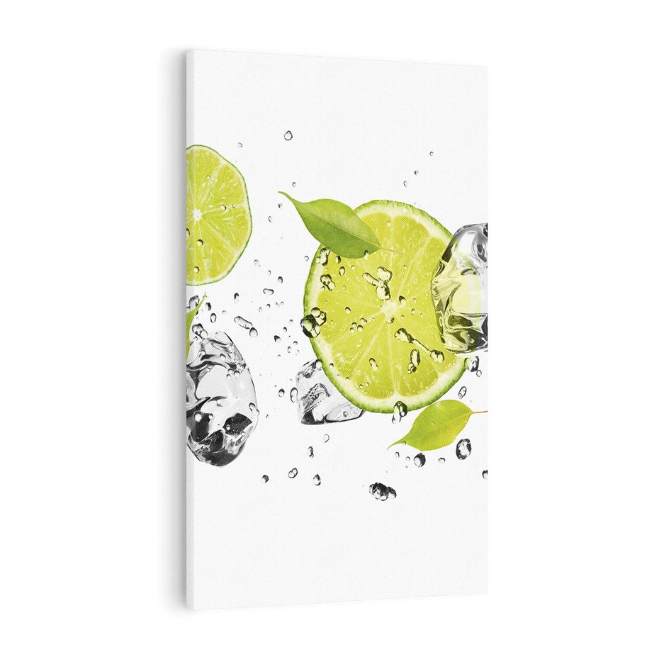 Obraz na płótnie 70x100 - Ekscentryczne limonki z wodą - limonki, woda