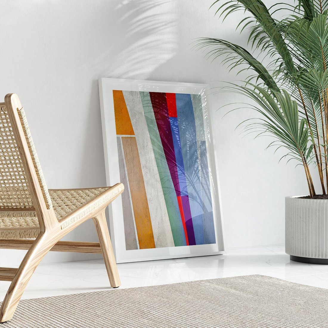 Plakat w ramie 50x70 - Księga Ukrytych Odbić - abstrakcyjne dziwne kształty, olejny obraz - rama biała