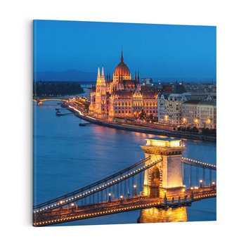 Obraz na płótnie 30x30 - Mostowe miasto nocą - miasto, most